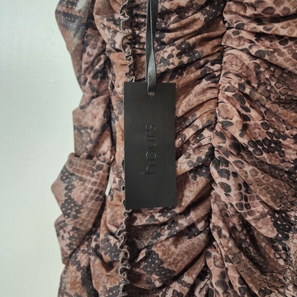 H:ours Midi Cocktail Shear Python Fabric with glove sleeves - Picture 3 of 6